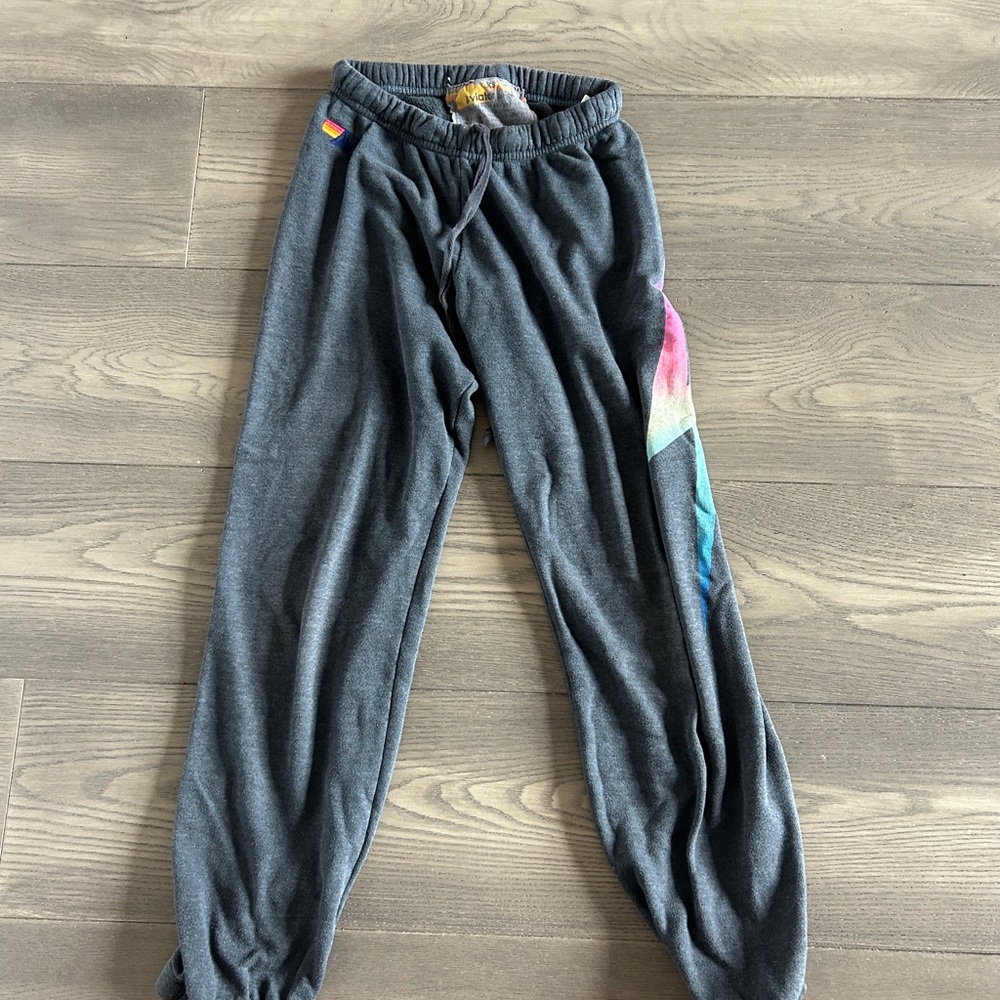 Aviator Nation Charcoal Joggers with Rainbow Accent, XS